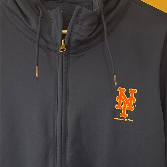 Under Armour Blue Zip-Up Hoodie with Orange Logo - Picture 2 of 10